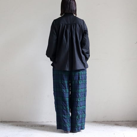 **再入荷** amne アンヌ　GABARDINE frilled blouse　ギャバジンフリルブラウス　#ブラック