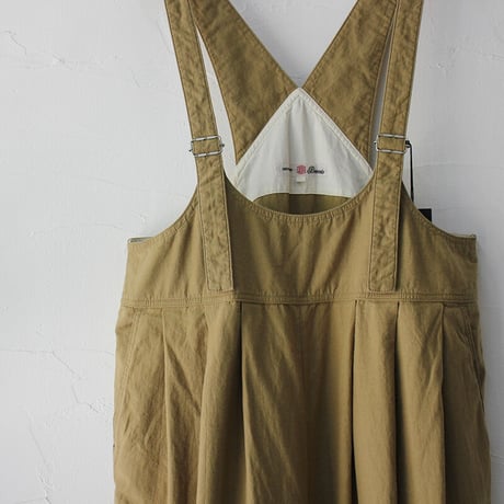 Brocante ブロカント　綿麻バックサテンバロンサロペット Ballon salopette #ベージュ、オリーブ、ブラック