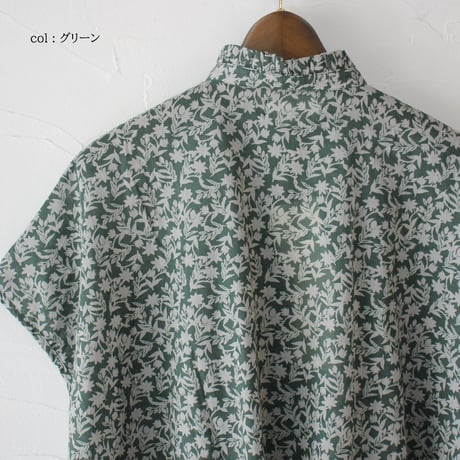 soil ソイル　80s VOILE TWO TONE FLOWER PRINT FRILL COLLAR FRENCH/SL SHIRT 【送料無料】
