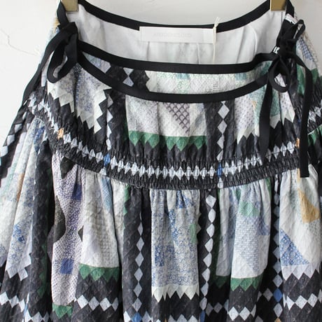 ASEEDONCLOUD アシードンクラウド　Mosaic quilt print Tree carol skirt #black 【送料無料】