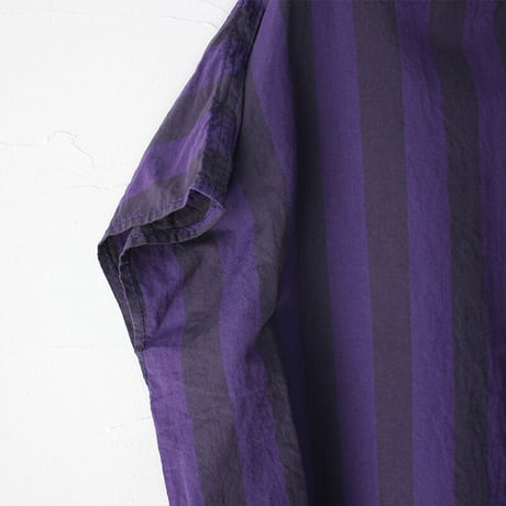 **またまた再入荷** homspun ホームスパン　コットンリネン太ストライプBIGブラウス