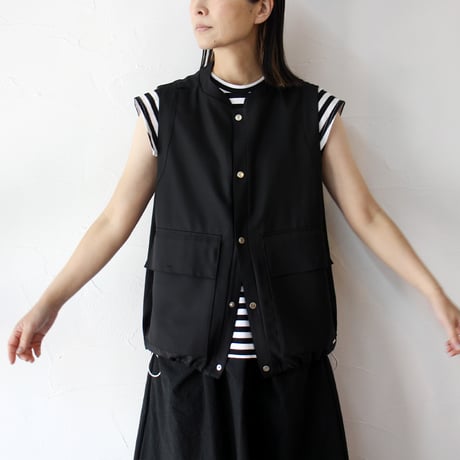 amne アンヌ　GABARDINE useful vest　#ブラック、ベージュ 【送料無料】