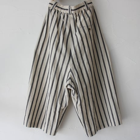 **再入荷** atelier naruse アトリエナルセ　コットンリネンストライプガウチョパンツ #グリーン、ブラック　【送料無料】