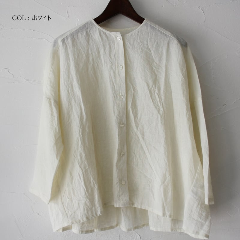 再入荷** LinenYa リネンヤ リネンバックギャザーブラウス #ホワイト