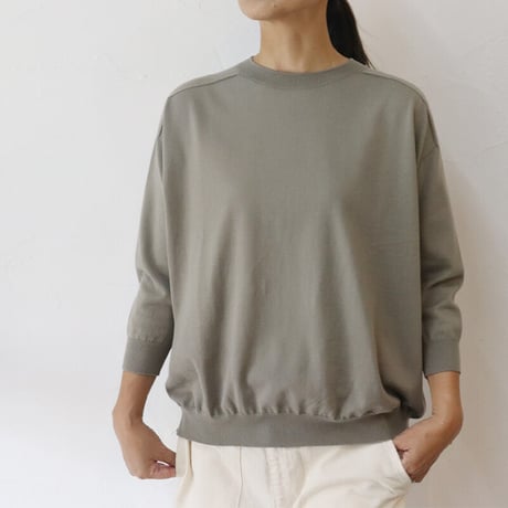 **またまたまた再入荷**  LinenYa リネンヤ as it is.　コットンクルーネック7分袖ニット　【送料無料】