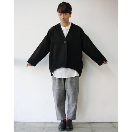 **新色ネイビー追加入荷**　homspun ホームスパン　裏パイル度詰ギャザーパンツ　#ネイビー、ブラック、TOP杢チャコール
