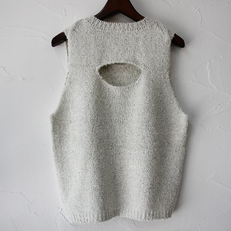 homspun - 24SS ホームスパン homspun コットンリネン モールベスト セージ綿麻 homspun ホームスパン コットンリネンモールベスト #ホワイト