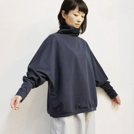 **ネイビーのみ再入荷** LinenYa 天竺ハイネックプルオーバー　#ネイビー、グレー　【送料無料】