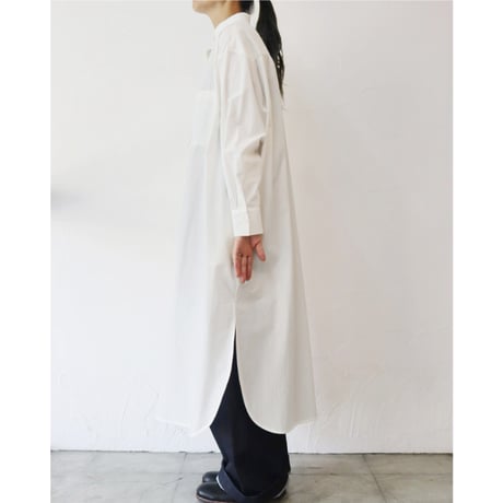 **またまた再入荷** atelier naruse アトリエナルセ　コットンタイプライターロングシャツ　#ホワイト　【送料無料】