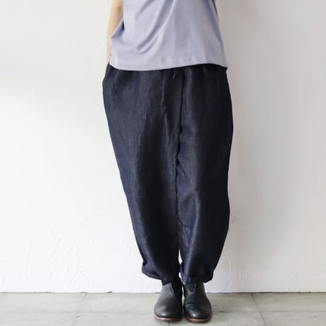 **またまた再入荷** TRAVAIL MANUEL トラバイユマニュアル  綿麻デニムスラントリボンパンツ　#デニム　【送料無料】