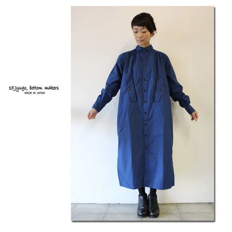 15 jyugo ジュウゴ horse clothギャザーワンピース ♯ブルー 【送料無料】