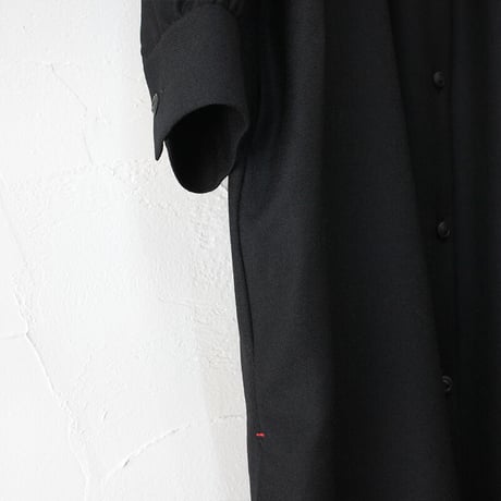 atelier naruse アトリエナルセ　wool saxony long shirt　ウールサキソニーロングシャツ　#グレイ、ブラック　【送料無料】