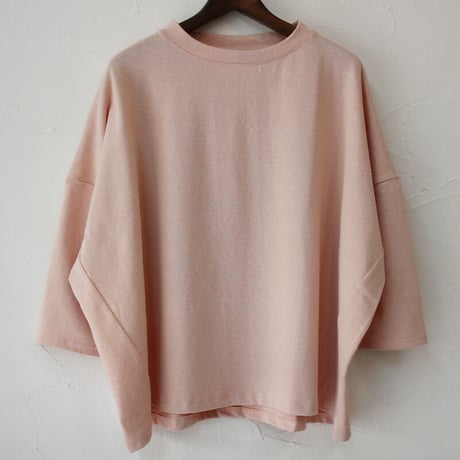 LinenYa リネンヤ　デラヴェ長袖Tシャツ　#ネップペールピンク、ネップライトネイビー