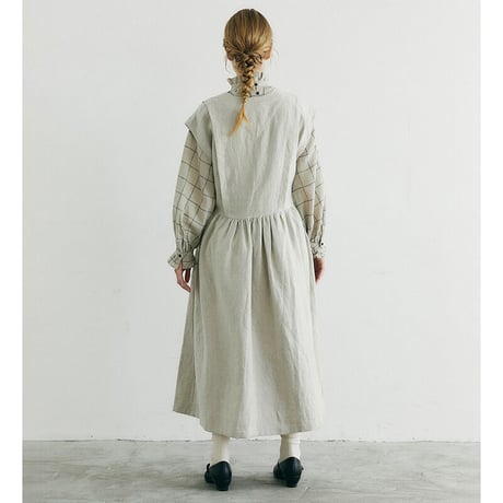 MAGALI マガリ　ブラッシュドベルギーリネンカシュクール風ワンピース　#オートミール、ブリックブラウン