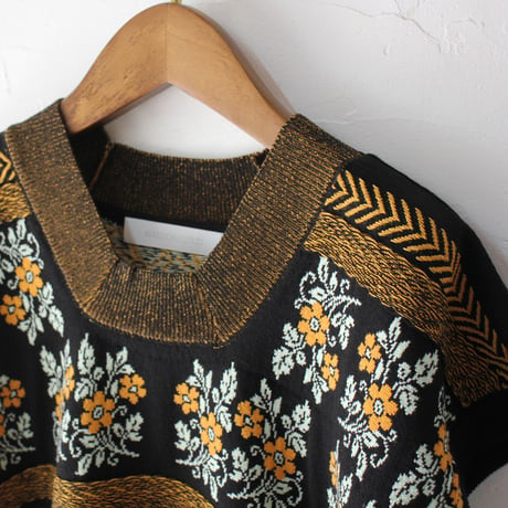 ASEEDONCLOUD アシードンクラウド　Flower Jacquard Knit Blouse #オフ白、ブラック　【送料無料】