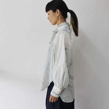 ASEEDONCLOUD アシードンクラウド　Hiraeth map print Zephyros scarf tunic #Pale blue 【送料無料】