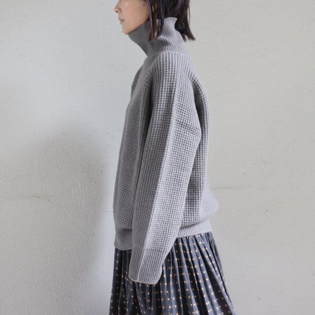homspun ホームスパン　メリノウールワッフル編みプルオーバー　#オフホワイト、モスグレー、グリーン、ネイビー　【送料無料】