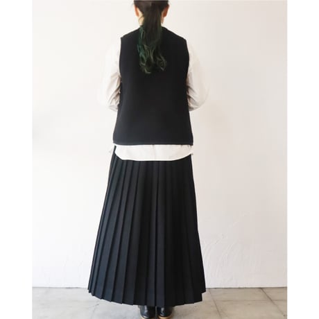 LinenYa リネンヤ　ウールプリーツスカート　#ブラック、グレー　【送料無料】