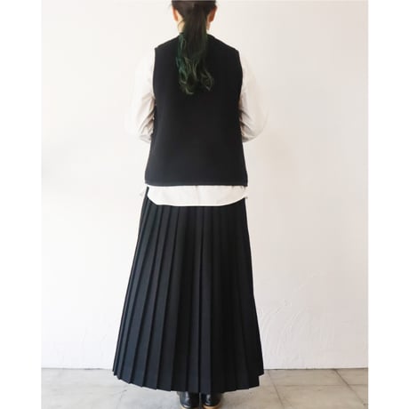 **またまた再入荷** LinenYa リネンヤ　ウールプリーツスカート　#ブラック、グレー　【送料無料】