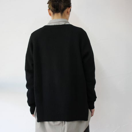 homspun ホームスパン　縮絨起毛ウールラグランカーデ　#TOPグレー、ブラック