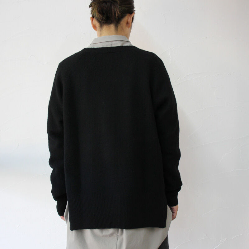 homspun(ホームスパン)縮絨起毛ウールラグランカーディガン homspun ホームスパン 縮絨起毛ウールラグランカーデ #TOPグレー