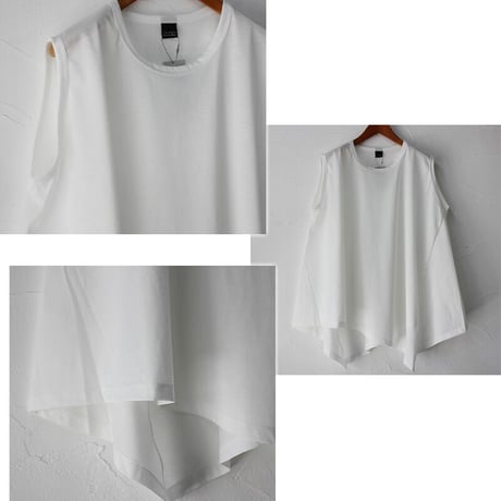 **2021s/s分到着**  TRAVAIL MANUEL トラバイユマニュアル　シルケット天竺アシメタンクトップ　#オフ白、ブラック、ネイビー