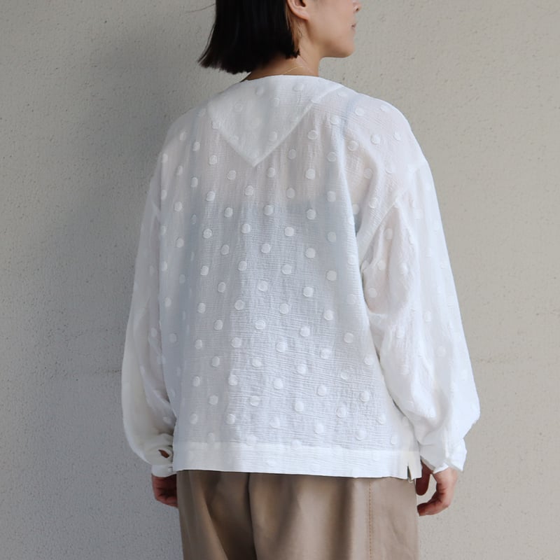 MAGALI マガリ コットンスノードットフリルブラウス #ホワイト