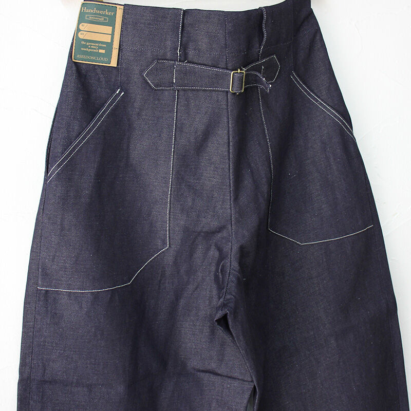 aseedoncloud ワイドパンツ トラウザーズ S 再入荷**ASEEDONCLOUD HandWerker 綿麻デニムHWワイドトラウザー