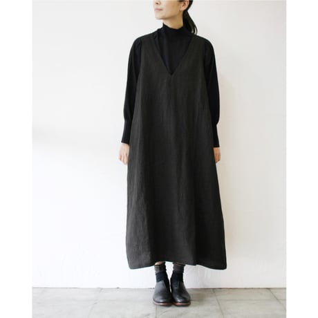 **またまたまた再入荷** LinenYa リネンヤ　リネンジャンパースカート　#ネイビー、ブラック　【送料無料】