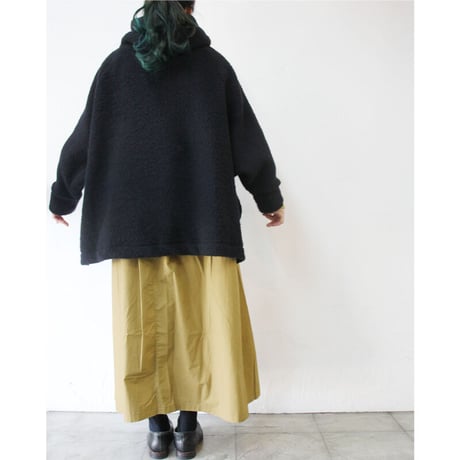 maomade マオメイド　ウール混圧縮フリースBIGBIGフード付きプルオーバー　#ネイビー　【送料無料】