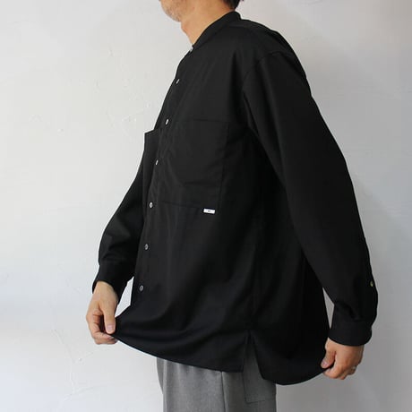 amne アンヌ　GABARDINE covered shirts ギャバジンカバードシャツ　#ブラック　【送料無料】
