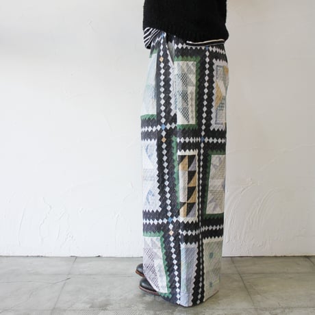 ASEEDONCLOUD アシードンクラウド　Mosaic quilt print Jyunreika trouser #black 【送料無料】