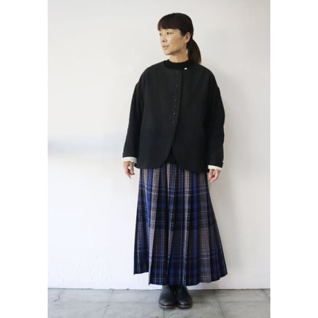 **最終在庫到着** Linenya リネンヤ　ウールチェックプリーツスカート　wool check pleated skirt　【送料無料】