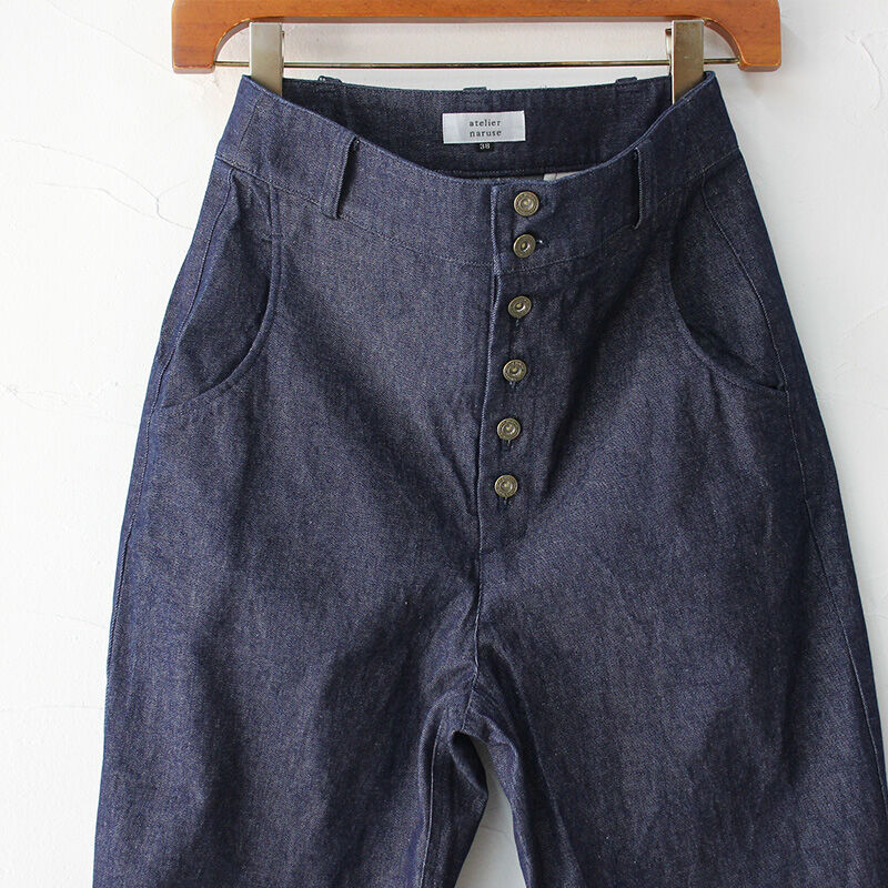 【25SS訳あり試着のみ】アトリエナルセ　コットンデニムタックパンツ　サイズ1 atelier naruse コットンデニムタックパンツ コットン100