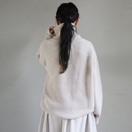 homspun ホームスパン　メリノウールワッフル編みプルオーバー　#オフホワイト、モスグレー、グリーン、ネイビー　【送料無料】