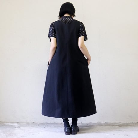 **またまたまた再入荷**LinenYa リネンヤ　Vネックジャンパースカート　#ブラック、ネイビー