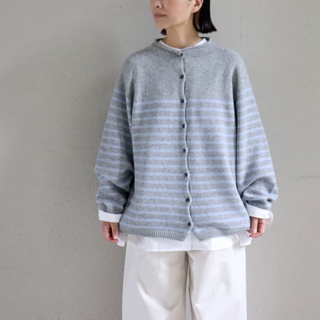 maomade マオメイド　エアーヤーンパネルしましま２WAYプルオーバー　#ネイビー、グレー