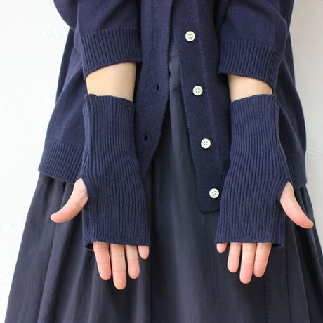 homspun ホームスパン　C/Wハンドカバー付き七分袖カーデ　#ネイビー