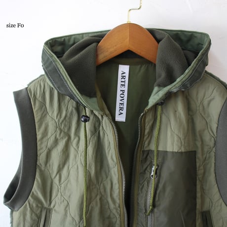 ARTE POVERA アルテポーヴェラ　チェコキルトRE-ARMEE MIXフードベスト　#オリーブMIX　【送料無料】