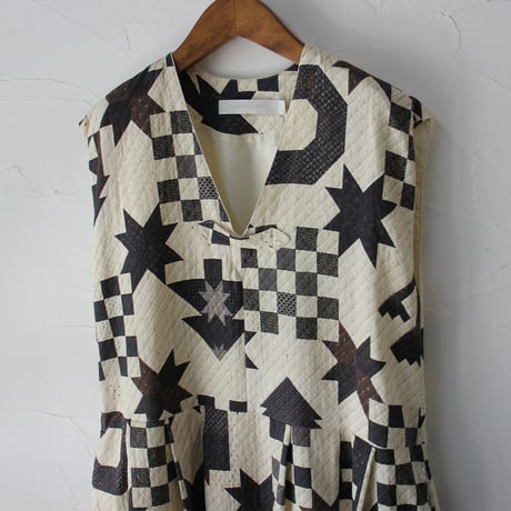 ASEEDONCLOUD アシードンクラウド　Map quilt print Study uniform dress #off white 【送料無料】