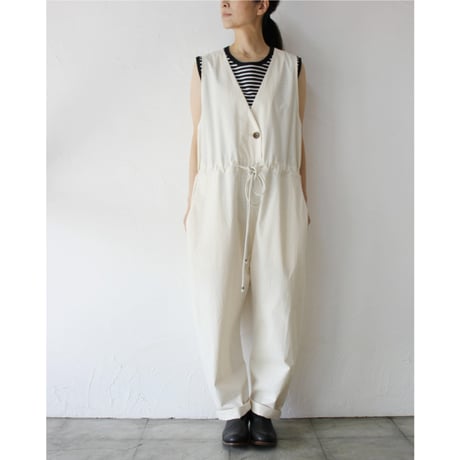 **再入荷** atelier naruse アトリエナルセ　ヴィンテージ馬布コットンオーバーオール　#キナリ、ベイジュ、ブラック
