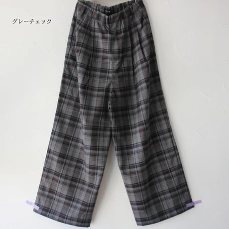 TRAVAIL MANUEL トラバイユマニュアル　トロチェック2タックワイドパンツ　#グレー、ネイビー