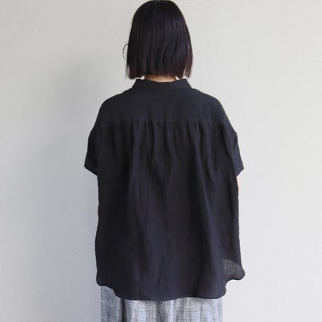 **またまたまた再入荷** LinenYa リネンヤ　リネン丸襟ブラウス　#ブラック、ホワイト
