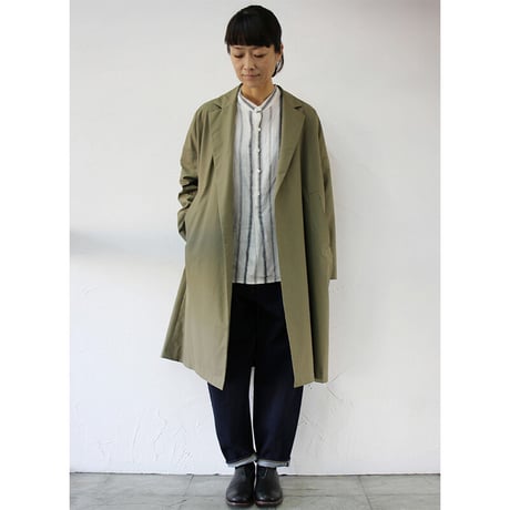 **2021s/s新作アイテム**　TRAVAIL MANUEL トラバイユマニュアル　コットンナイロンツイルオーバーコート　#ブラック、カーキ【送料無料】