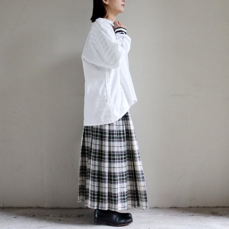 LinenYa リネンヤ　コットンツイルトラッドチェックプリーツスカート　#グリーンチェック