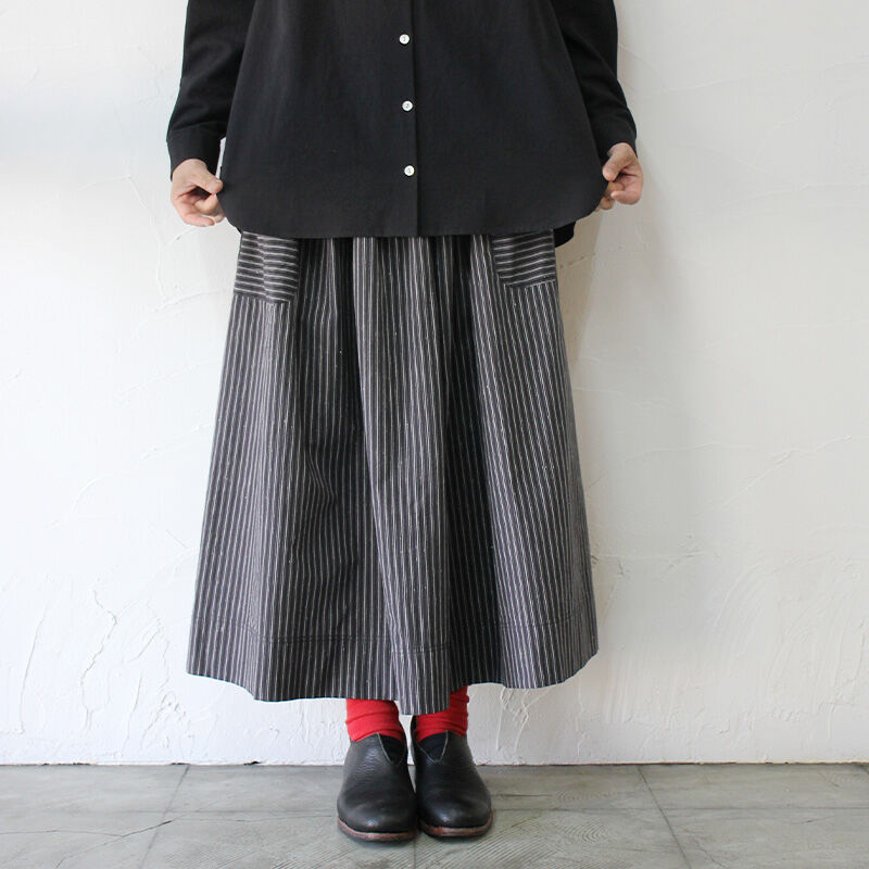 MAGALI マガリ ストライプロングスカート #ホワイト、ネイビー