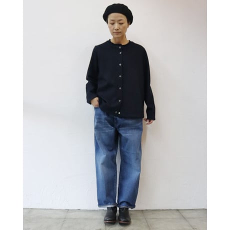 **再入荷** Linenya リネンヤ　ドットボタンフリルカーデ　#ネイビー、エンジ　【送料無料】