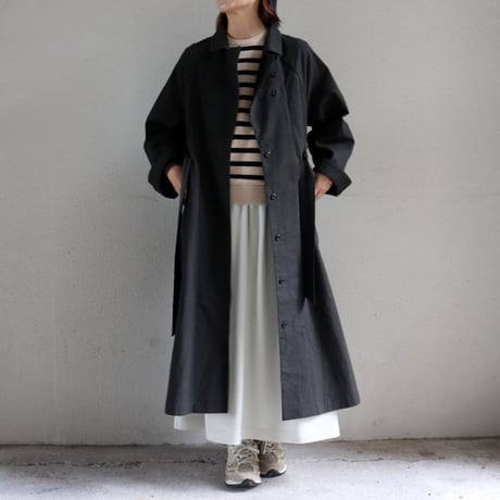 MAGALI マガリ　コットンリネンアンティークキャンバストレンチコート　#ブラック