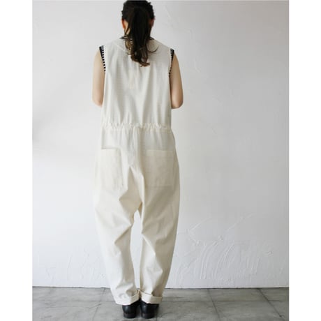 **再入荷** atelier naruse アトリエナルセ　ヴィンテージ馬布コットンオーバーオール　#キナリ、ベイジュ、ブラック