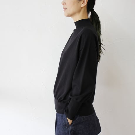 **またまたまた再入荷** LinenYa リネンヤ　as it is.　コットンモックネック長袖ニット　#ブラック、ネイビー　【送料無料】